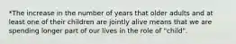 *The increase in the number of years that older adults and at least one of their children are jointly alive means that we are spending longer part of our lives in the role of "child".