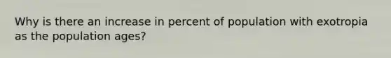 Why is there an increase in percent of population with exotropia as the population ages?