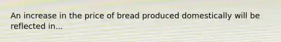 An increase in the price of bread produced domestically will be reflected in...