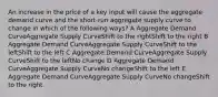 An increase in the price of a key input will cause the aggregate demand curve and the short-run aggregate supply curve to change in which of the following ways? A Aggregate Demand CurveAggregate Supply CurveShift to the rightShift to the right B Aggregate Demand CurveAggregate Supply CurveShift to the leftShift to the left C Aggregate Demand CurveAggregate Supply CurveShift to the leftNo change D Aggregate Demand CurveAggregate Supply CurveNo changeShift to the left E Aggregate Demand CurveAggregate Supply CurveNo changeShift to the right