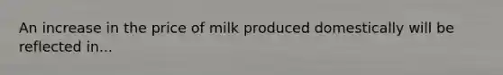 An increase in the price of milk produced domestically will be reflected in...