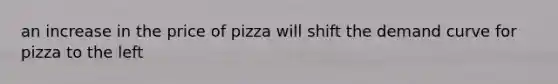 an increase in the price of pizza will shift the demand curve for pizza to the left