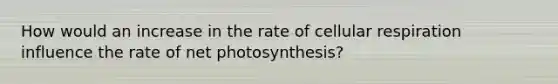 How would an increase in the rate of cellular respiration influence the rate of net photosynthesis?