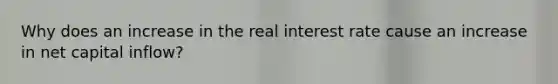 Why does an increase in the real interest rate cause an increase in net capital inflow?