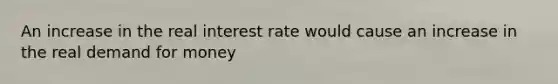 An increase in the real interest rate would cause an increase in the real demand for money