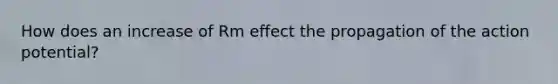 How does an increase of Rm effect the propagation of the action potential?