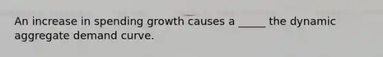 An increase in spending growth causes a _____ the dynamic aggregate demand curve.