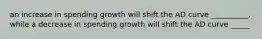 an increase in spending growth will shift the AD curve __________, while a decrease in spending growth will shift the AD curve _____