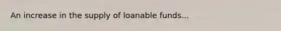 An increase in the supply of loanable funds...