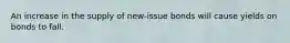 An increase in the supply of new-issue bonds will cause yields on bonds to fall.