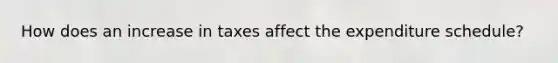 How does an increase in taxes affect the expenditure schedule?