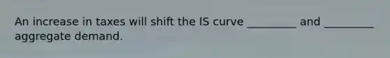 An increase in taxes will shift the IS curve _________ and _________ aggregate demand.