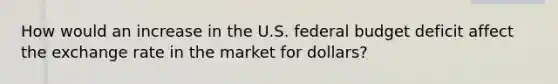 How would an increase in the U.S. federal budget deficit affect the exchange rate in the market for dollars?