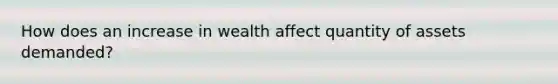 How does an increase in wealth affect quantity of assets demanded?