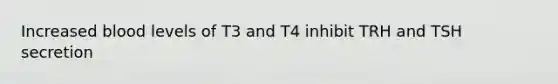 Increased blood levels of T3 and T4 inhibit TRH and TSH secretion