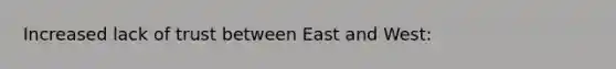 Increased lack of trust between East and West: