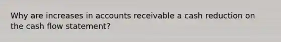 Why are increases in accounts receivable a cash reduction on the cash flow statement?