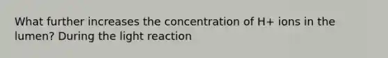 What further increases the concentration of H+ ions in the lumen? During the light reaction