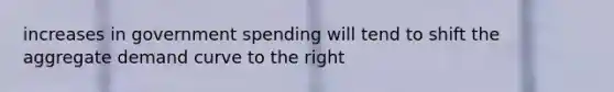 increases in government spending will tend to shift the aggregate demand curve to the right