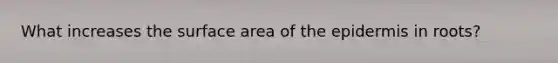 What increases the surface area of the epidermis in roots?