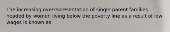 The increasing overrepresentation of single-parent families headed by women living below the poverty line as a result of low wages is known as