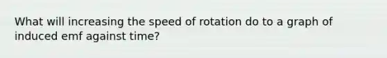 What will increasing the speed of rotation do to a graph of induced emf against time?