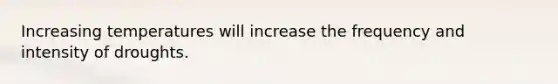 Increasing temperatures will increase the frequency and intensity of droughts.