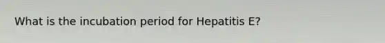 What is the incubation period for Hepatitis E?