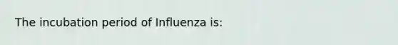 The incubation period of Influenza is: