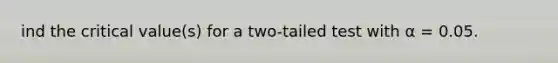 ind the critical value(s) for a two-tailed test with α = 0.05.