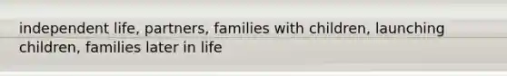 independent life, partners, families with children, launching children, families later in life