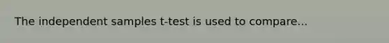 The independent samples t-test is used to compare...