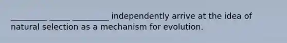 _________ _____ _________ independently arrive at the idea of natural selection as a mechanism for evolution.