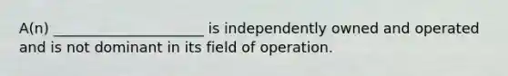 A(n) _____________________ is independently owned and operated and is not dominant in its field of operation.