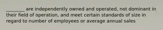 ________ are independently owned and operated, not dominant in their field of operation, and meet certain standards of size in regard to number of employees or average annual sales