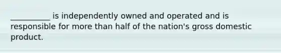 __________ is independently owned and operated and is responsible for more than half of the nation's gross domestic product.