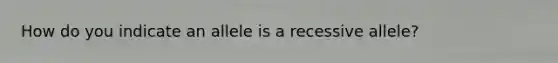 How do you indicate an allele is a recessive allele?