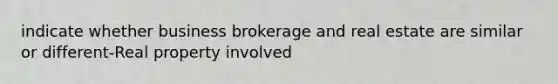 indicate whether business brokerage and real estate are similar or different-Real property involved