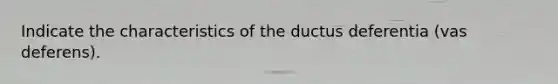 Indicate the characteristics of the ductus deferentia (vas deferens).