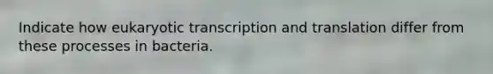 Indicate how eukaryotic transcription and translation differ from these processes in bacteria.