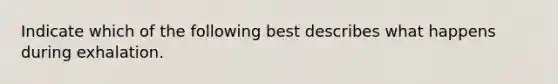 Indicate which of the following best describes what happens during exhalation.