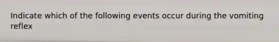 Indicate which of the following events occur during the vomiting reflex