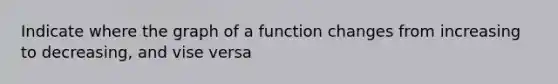 Indicate where the graph of a function changes from increasing to decreasing, and vise versa