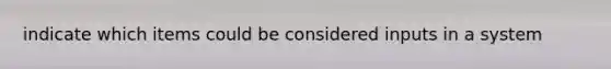 indicate which items could be considered inputs in a system