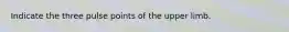 Indicate the three pulse points of the upper limb.