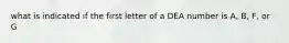 what is indicated if the first letter of a DEA number is A, B, F, or G