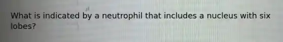 What is indicated by a neutrophil that includes a nucleus with six lobes?