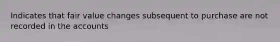 Indicates that fair value changes subsequent to purchase are not recorded in the accounts