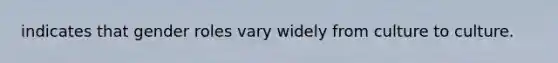 indicates that gender roles vary widely from culture to culture.