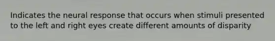 Indicates the neural response that occurs when stimuli presented to the left and right eyes create different amounts of disparity